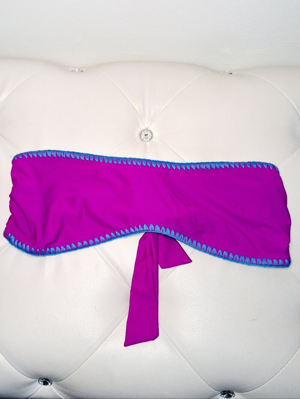 Purple Blue And Black Reversible Bandeau Bikini Top Tie Back Size S / M